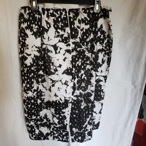 White and black floral eyelet pencil skirt
